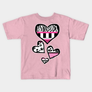 Hot Pink Y2K Busy Stripes Kids T-Shirt